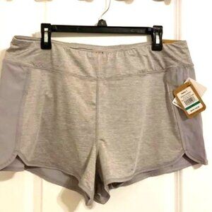 NWT Womens Reebok Training Slim Silver Sconce Heather Marathon Shorts Sz Large